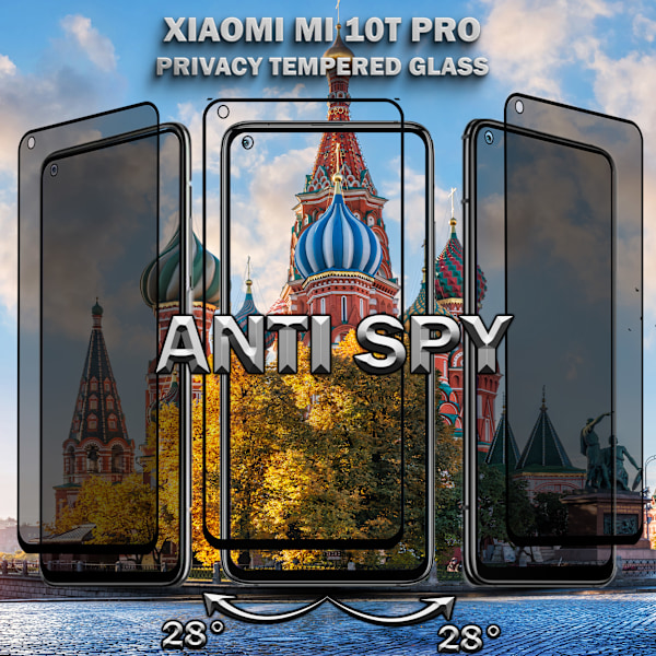 2-Pack Privacy Skärmskydd For Xiaomi Mi 10T Pro - Härdat Glas 9H - Super Kvalitet 3D