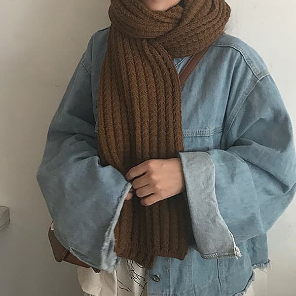 Stickad oändlighetsscarf för damer, tjock varm cirkelscarf