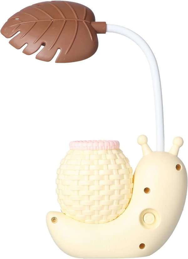 LED-bordlampe med pennholder, tegneseriefigur, snegl, multifunksjonell