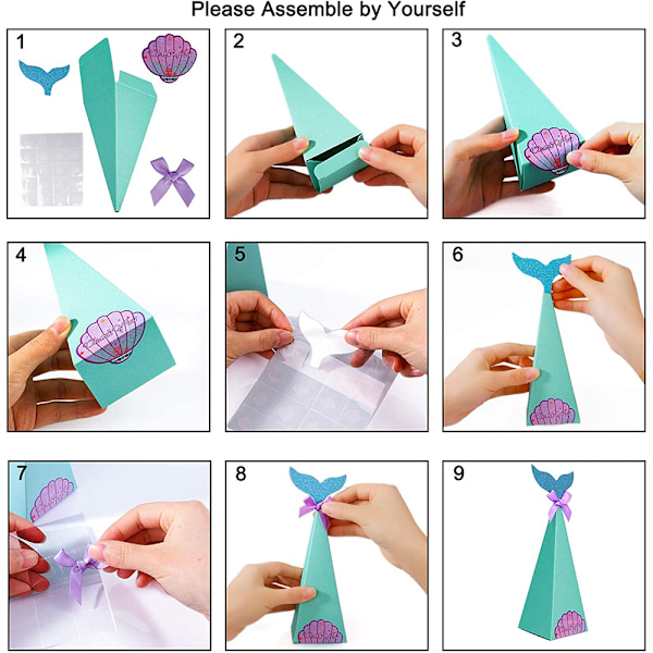 20PCS Mermaid Gift Box Party Mermaid Favor Bags Mermaid Candy