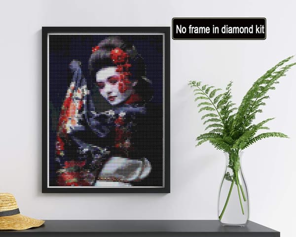 30x40cm Maleri 5D Diamant Maleri Geisha Blomst Kvinde DIY Crys