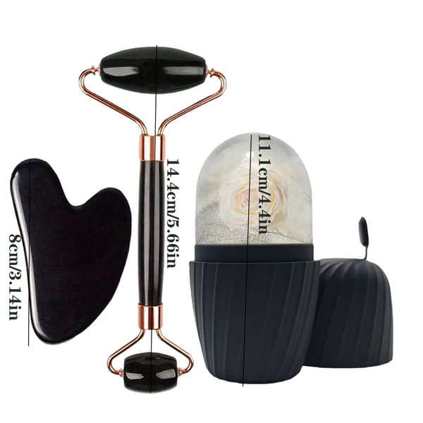 3-delt svartrutete ismønstret Gua Sha-sett