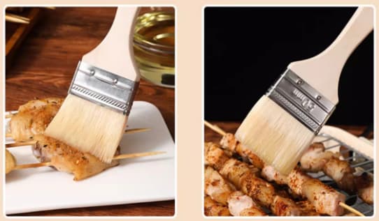 Matkvalitets oljekost med trehåndtak og ullbust: Myk børste for hjemmebaking, grilling, eggvask og sauser Medium