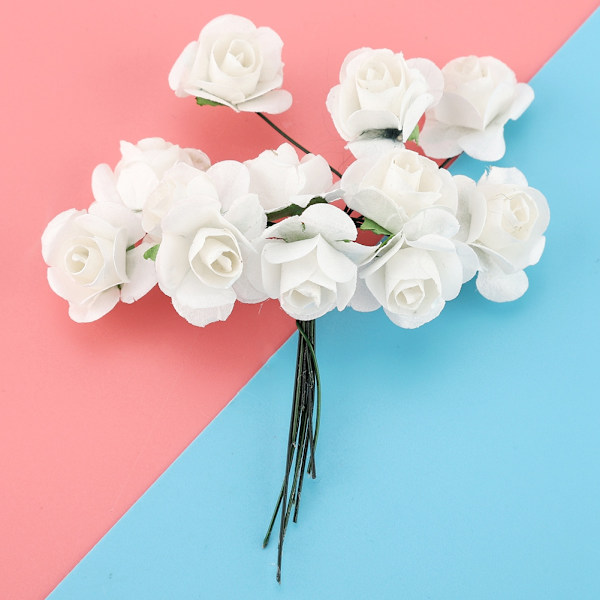 144 st miniatyrpappersblommor handgjorda DIY konstgjorda rosor för