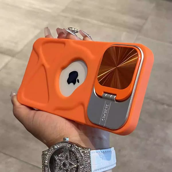 Magnetiskt telefonfodral med saknad etikett, kompatibelt med iPhone 17 Pro Max linsfäste Orange