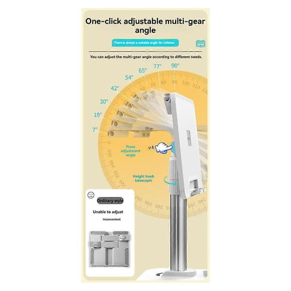 Gulvlæsebord 43-78 cm højdejusterbart tabletstativ boghylde løftbart læsebord foldbar holder