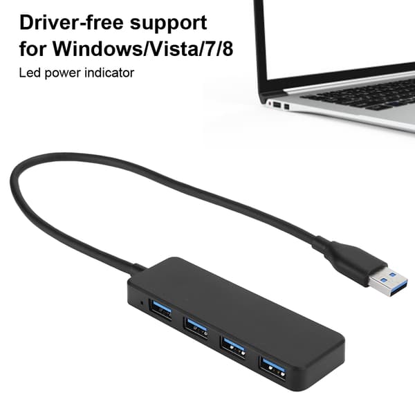 Bärbar Datahubb 4 Port USB 3.0 Splitter Höghastighetsöverföring Plug and Play Multifunktionell Hubb För Laptop Macbook Surface Pro PS5 Xbox Mini