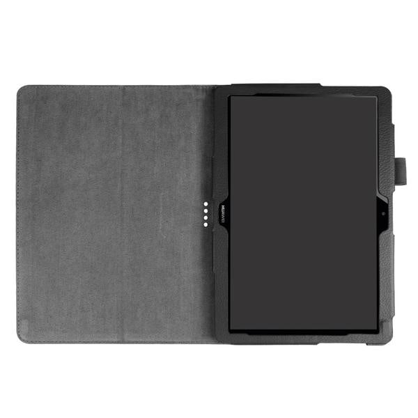 Huawei MediaPad T3 10 - Litchi läderfodral - Svart Black Svart