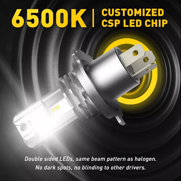 2 st H4 LED 6500K 30000LM Superstarka dimljus Vita strålkastarlampor UK