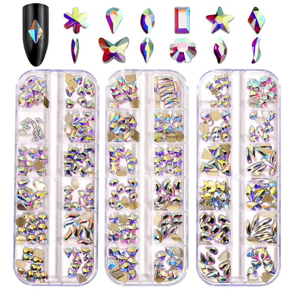 360 stk. Rhinestones til neglekunst, Crystal AB Rhinestones Flat Back