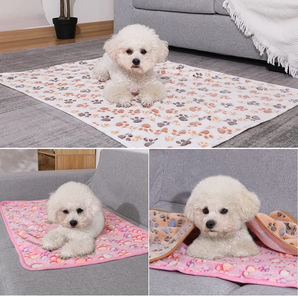 Hundedæppe Kattedæppe Vaskbart og Fluffy 3-pak Blødt Varmt Fleece Kæledyrsdæppe til Små Medium Hunde Katte Kæledyrsdæppe Sovemadras til Sofaseng Pote