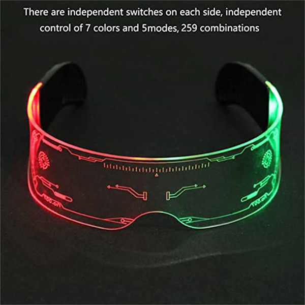 Led-glasögon Ljus upp glasögon Led Visor Glasögon, Luminous