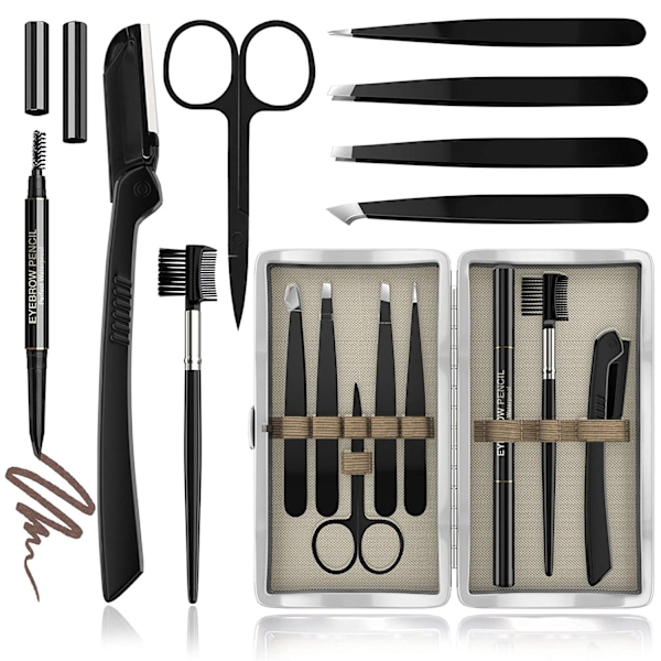 Kit, 8-i-1, Multifunktionellt ögonbrynspincettset, ögonbrynsformning,