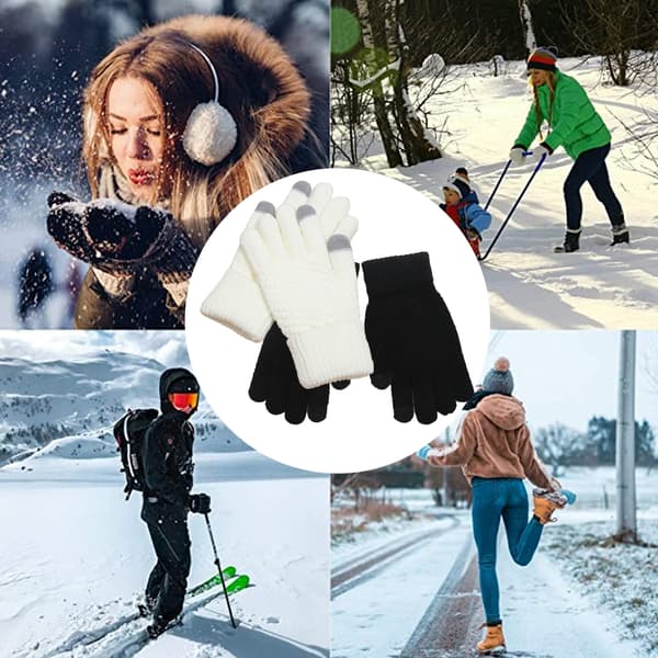 Vinter Pekskärmshandskar, Varma Stickade Handskar Elastisk Manschett, Vinterhandskar style 5