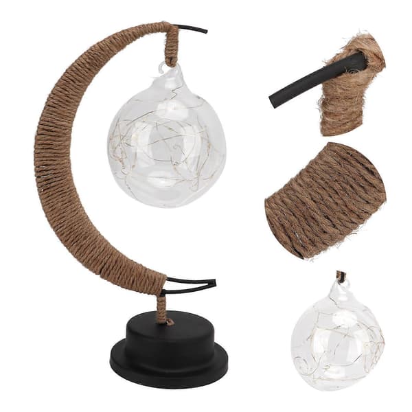 Farget LED Måneball Modellering Lampe Hamp Tau Smijern Utsøkt Slitesterk Måneformet Lys
