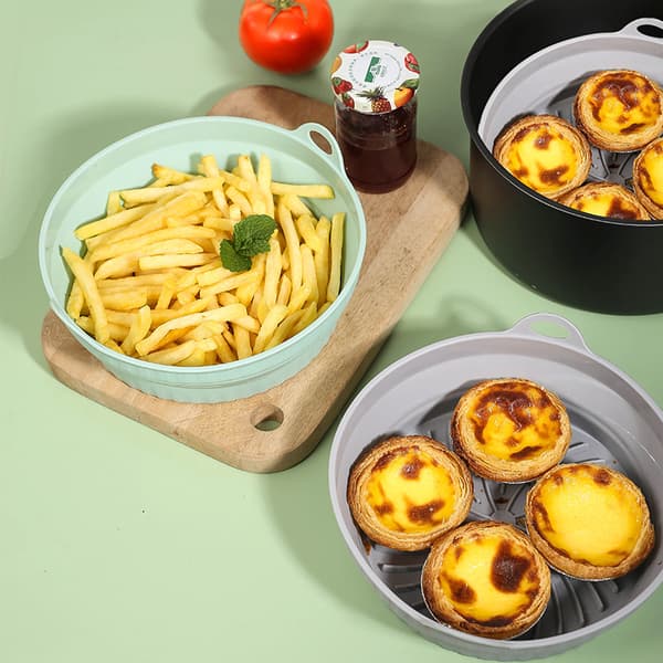 Grøn 1-styk pakke, silikone airfryer, 20 cm sammenklappelig silic
