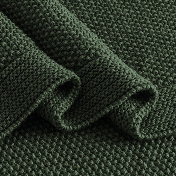 Mjuk och Bekväm Kabelstickad Pläd för Säng, Soffa, Vardagsrum, Lätt Varm Dekorativ Pläd i Bondgårdsstil Army green