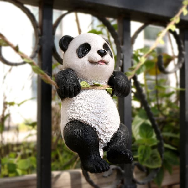 Panda-statue, Resinfigur, Hengende Dyreskulptur for Hage