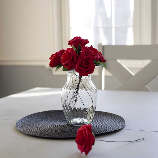 50pcs Artificial Flowers Dark Red Roses - Real Looking Fake