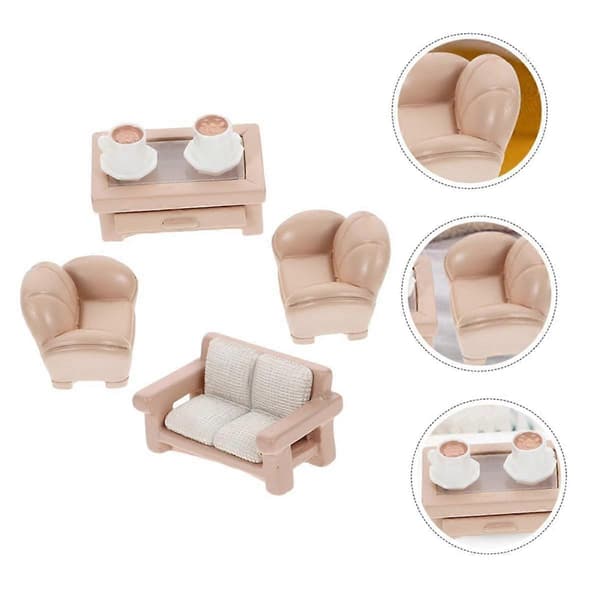 2 sett miniatyrsofa leketøy miniatyrpynt lite hus sofa tebord sofa modell lite sofa leketøy