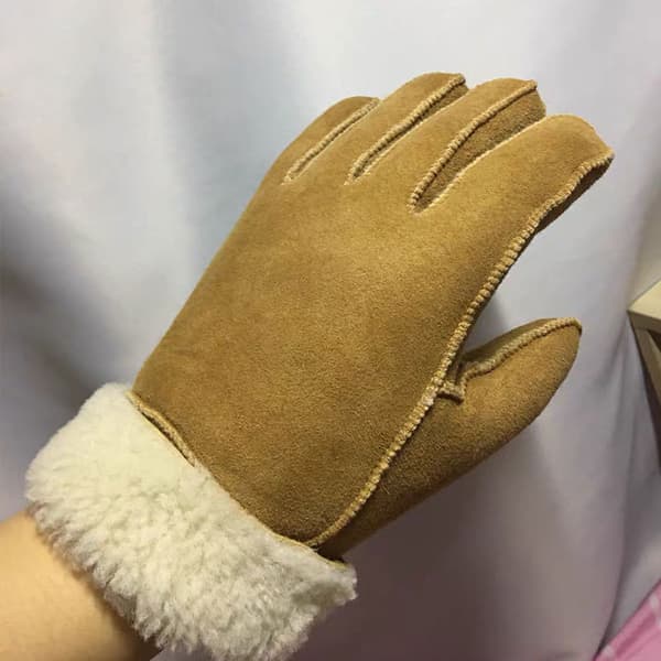 Handsker med Luffer i Svedeskind og Bomuld - Dame Vintervarme Plus Fløjl