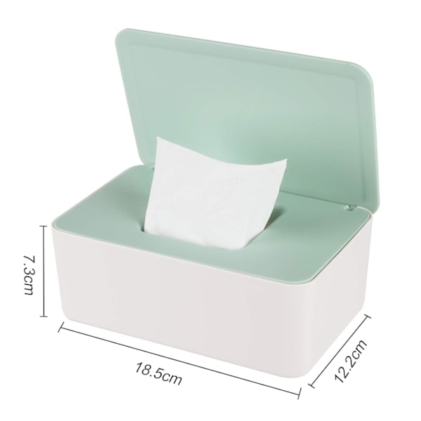 Våtservettsbox, babytorkbox, baby tissue box, våt toalettpappersbox, ansiktsservettsbox, hushålls- och kontorsplast våtservettdispenser med lock Weiß-Grün
