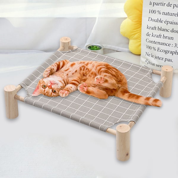 Kattbädd och katthängmatta, liten hund trä upphöjd kattbädd, ventilerande utomhus kattbädd för alla årstider, upphöjd husdjurssäng för inomhusbruk, katt Style 3