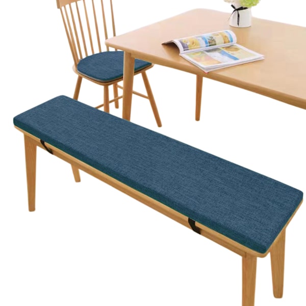 Bänkdyna i linne, halkfri stolsdyna, skobänksdyna med bindningsspänne, varmgrå Style 1