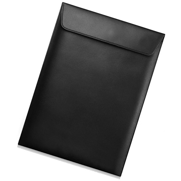 Laptopväska för OS X, kuvertmodell, PU-läder, exakt storlek, multifunktionell laptopfodral för 13-tums enheter, svart PU-läder, vertikal modell 13
