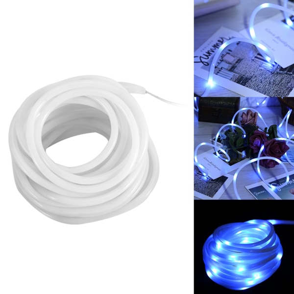 5m 100LED Ljusslinga Lampremsa med Fjärrkontroll för Trädgård Gräsmatta Semester Dekor Blå