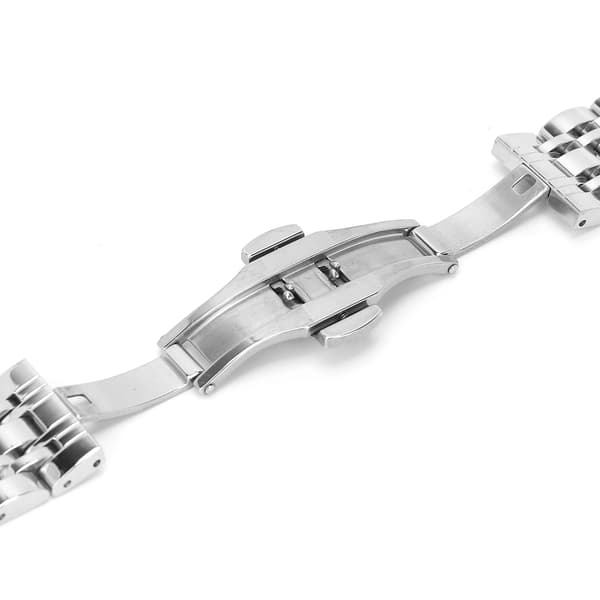 Poleret urarmbånd med flere striber, rustfrit stål, tilspidsede graveringer, solid og letvægt med sommerfuglelås, let at justere pasform