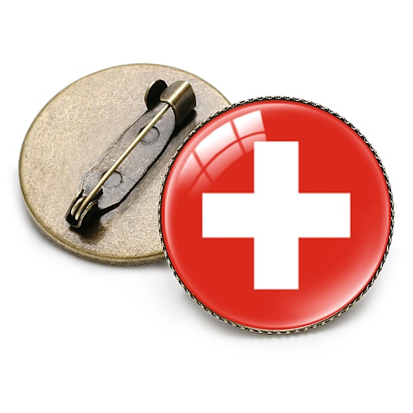 Metal Schweizisk Flag Broche