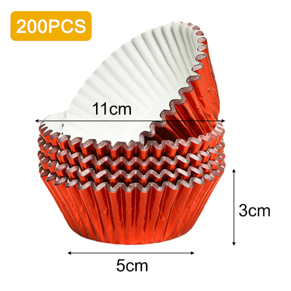200 st Guld Folie Muffin Formar Standard Bakformar Muffin Pappersformar Red