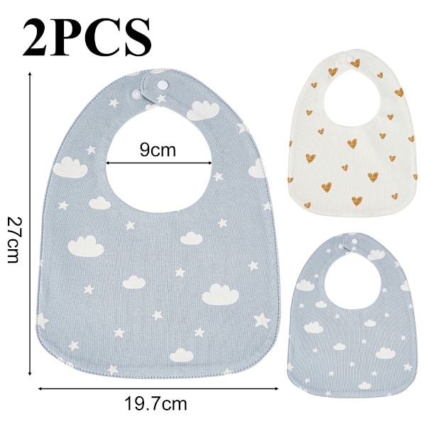 2 st Babyhaklappar Dregelhaklappar för Unisex Pojkar Flickor, Mjuka Bomullshaklappar för Tandsprickning och Dreglande Style 2