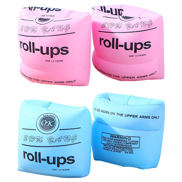 NUOLUX 1 Pair Arm Floaties Kids Roll Up Inflatable Swim Arm Bands Floater Sleeves Swimming Ring Armlets Children Blue Suitable 3 14 Years Old Kids Size M