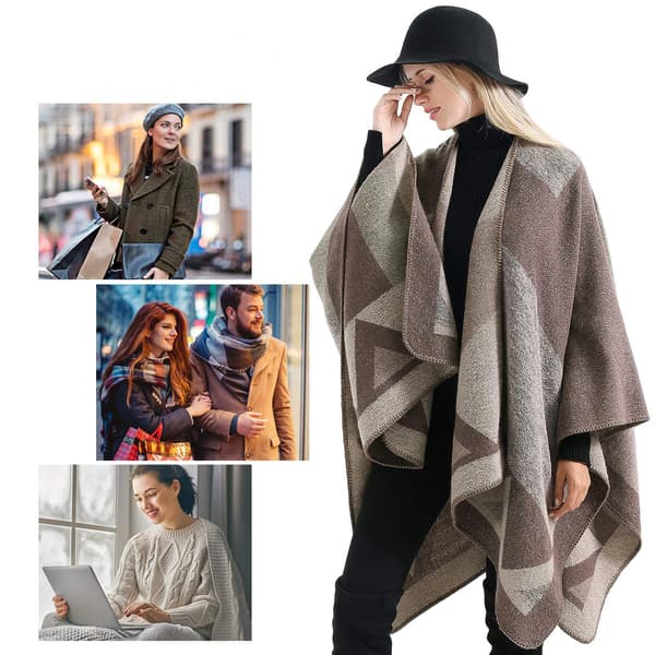Varmt vinterponcho-sjal, cardigan-kåpe for jenter, gaver