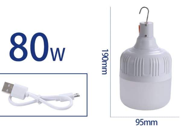 2 stk. Campinglamper, Campinglamper med USB genopladelig 80W 5 M