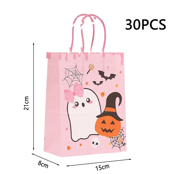 30 st Halloweenpåsar Små Boo-påsar Kraftpapper 30 st Silkespapper Godis Presentpåsar för Halloweenfest Barn Tema Födelsedag Baby Shower Party Style 3