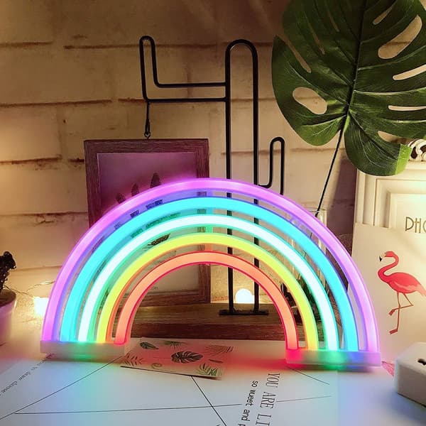 Regnbue LED Neonlys Kunst Farverig Neonlampe Indendørs Natlys