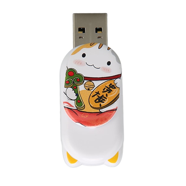 USB-minnen Stödjer Hot Plug Söt Lyckokatt Portabel Bil U Disk för Kontor Hem Backup Filer Videor 128GB
