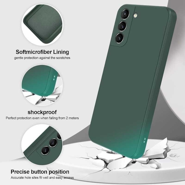 Samsung S22 Gummibelagd Mattgrönt Skal Kameraskydd Liquid - Grön