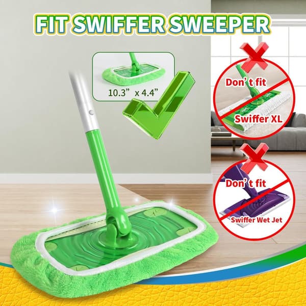 Pakke med 8 gjenbrukbare mikrofibermopphoder kompatible med Swiffer Sweeper flatmopp erstatningsputer