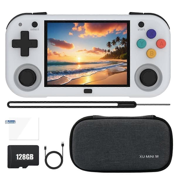 XU Mini M Spillekonsol 128GB 11700 Spil 2,8 Tommer IPS Linux Håndholdt Spillekonsol Retro Videospil til Børn Hvid Grå