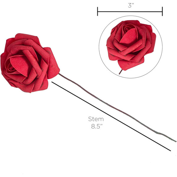50pcs Artificial Flowers Dark Red Roses - Real Looking Fake