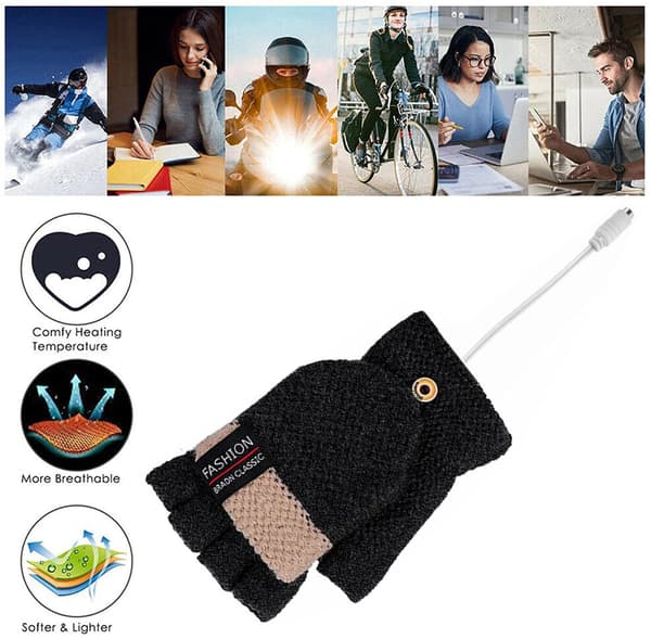 Opvarmede handsker USB Unisex Vinterhandsker To i en Vaskbart Design Termisk Ledningsmodul Elektrisk Varmeomdannelse til Arbejde Kontor Computerarbejde