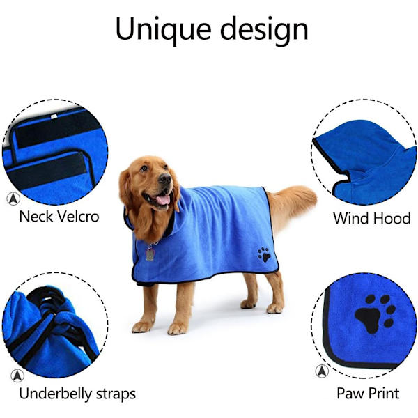 Mikrofiber Hundebadekåbe - Absorberende Lille Hundebadekåbe til Tørring