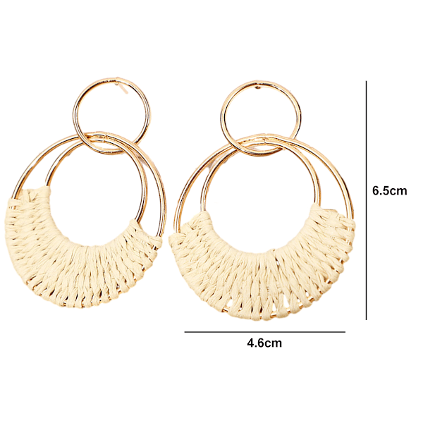Rattanvävda örhängen Sommar Raffia dinglande örhängen för kvinnor