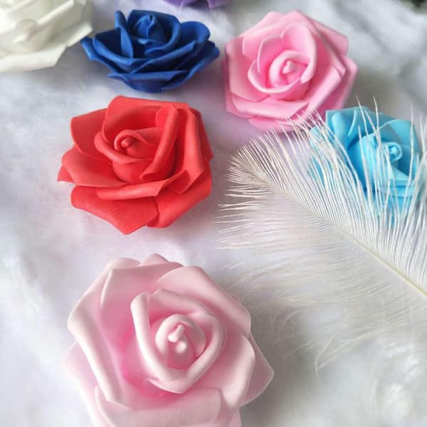 100 stk. Kunstige Blomster Smukke Ensfarvede PE Skum Bryllup Si