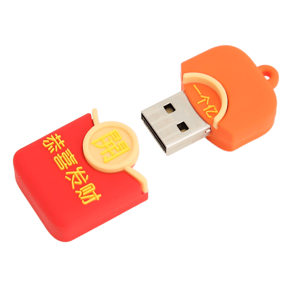Tecknad USB-minne Rött Kuvert Utseende Plug and Play Stöd Hot Plugging Minnessticka USB-sticka för PC Bilar 64GB