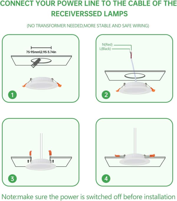 LED Downlight, 2-pakning, Ekstra Flat, Led Downlight Innendørs Tak L